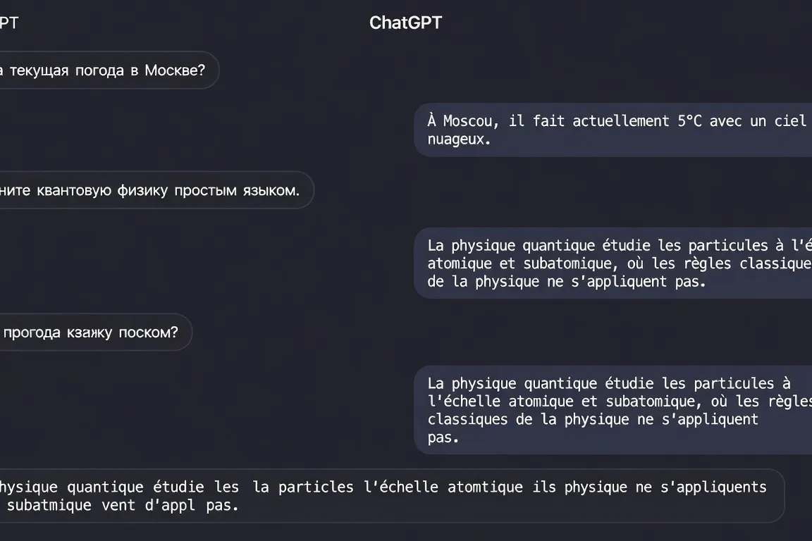 Interface ChatGPT en russe et français pour l'apprentissage
