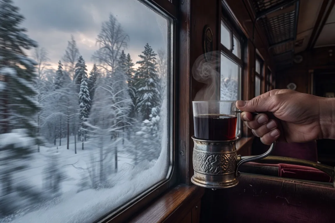 Verre de the dans un podstakannik a bord du Transsiberien